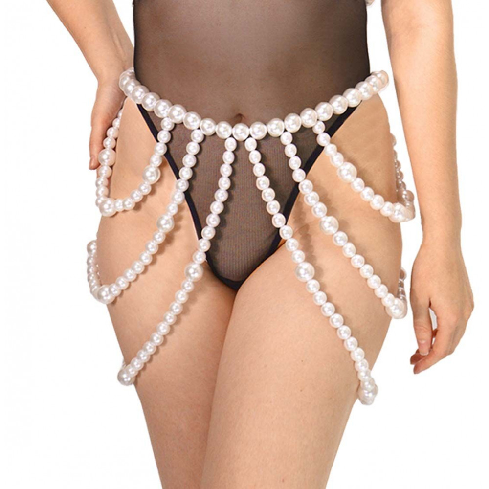  - Спідниця з перлин Art of Sex - Jasmine, колір білий, розмір XS-2XL