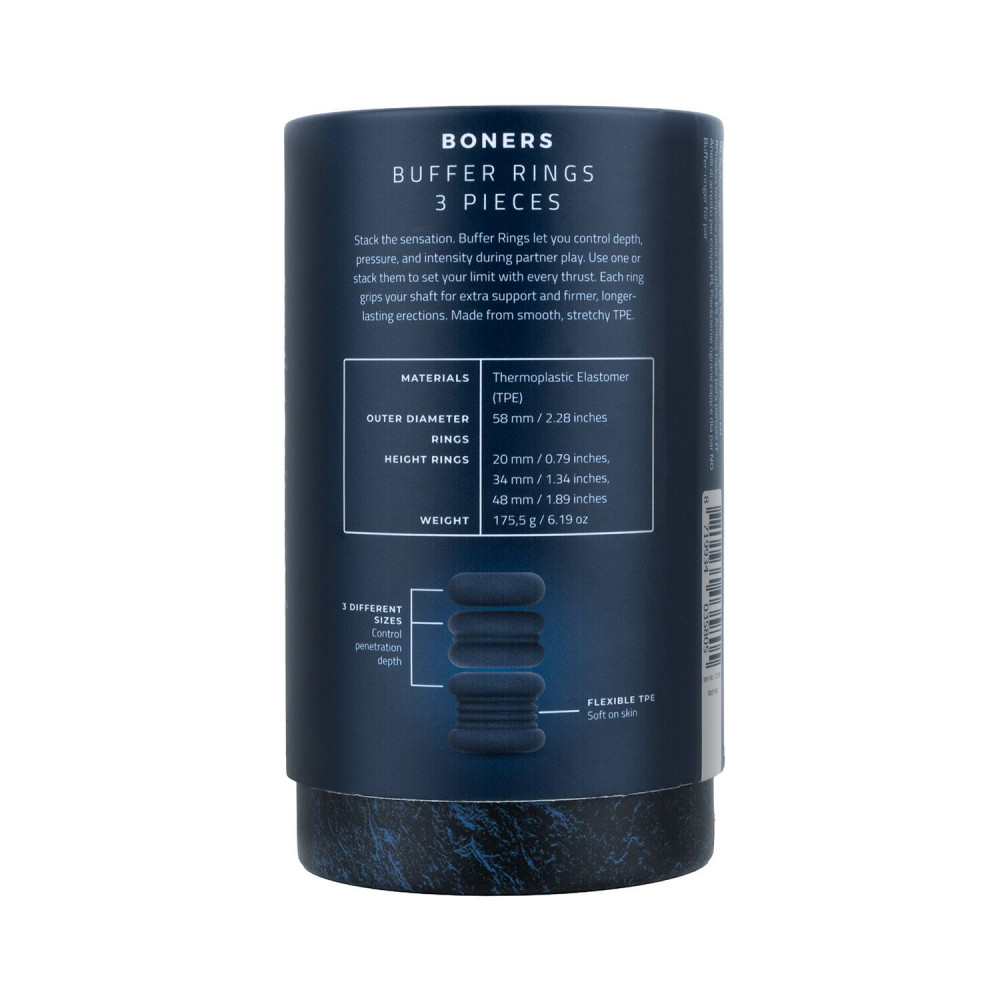 Ерекційні кільця з вібрацією - Набір ерекційних кілець Boners Buffer Rings 3 шт 12