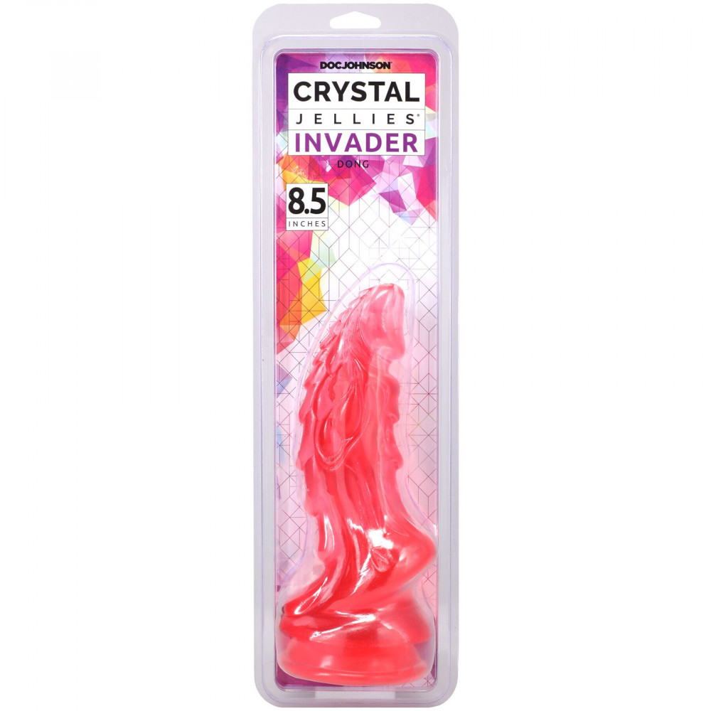 Фалоімітатор - Фентезійний фалоімітатор Doc Johnson Crystal Jellies - Invader Dong 8.5 Inch - Pink 4