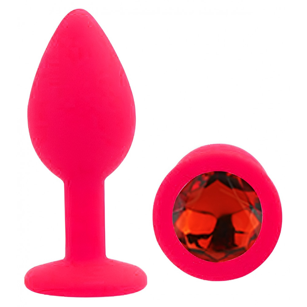 Анальные игрушки без вибрации - Силиконовая анальная пробка EGZO - Silicone Pink Round Plug Red, size S 3