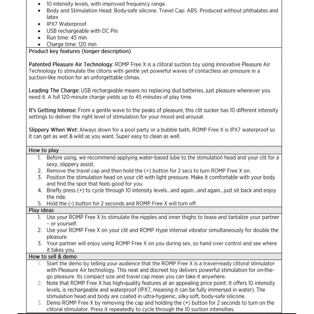 Різне - Вакуумний стимулятор для клітора ROMP Free X, силіконовий, фіолетовий 13