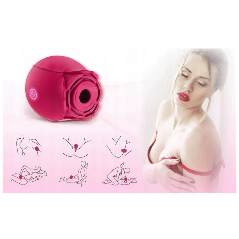 Різне - Вакуумний кліторний стимулятор з вібрацією у вигляді троянди Rose Flirting, червоний 13