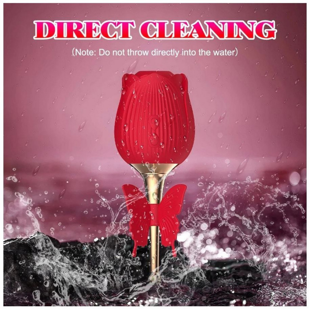 Різне - Вакуумний кліторний стимулятор з вібрацією у вигляді троянди Rose Flirting, червоний 10