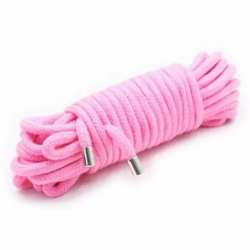 БДСМ игрушки - Веревка для связывания 5 метров, наконечники металл, розовая