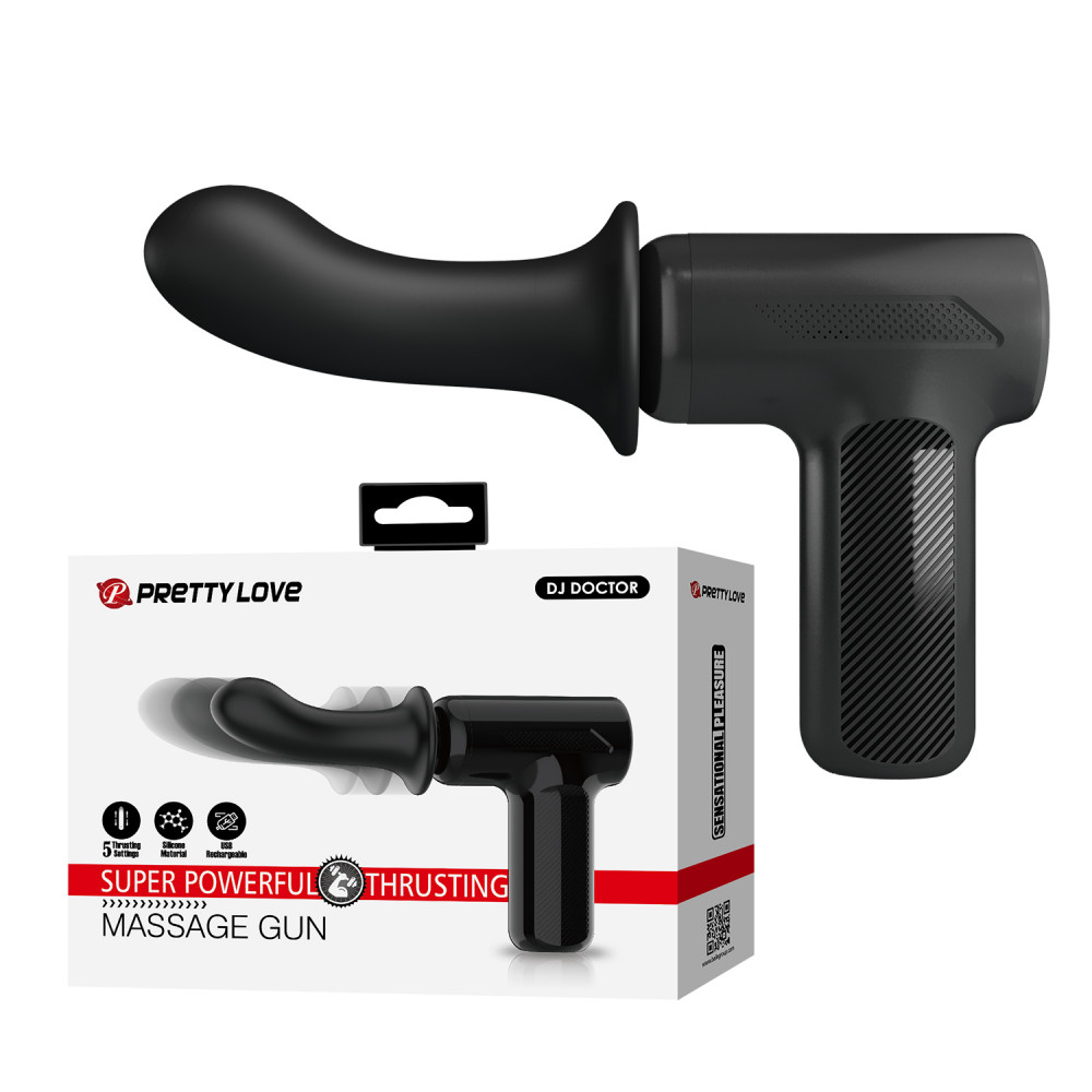 Різне - Вібромасажер пістолет Dj Doctor Massage Gun чорний, 12.1 х 3.8