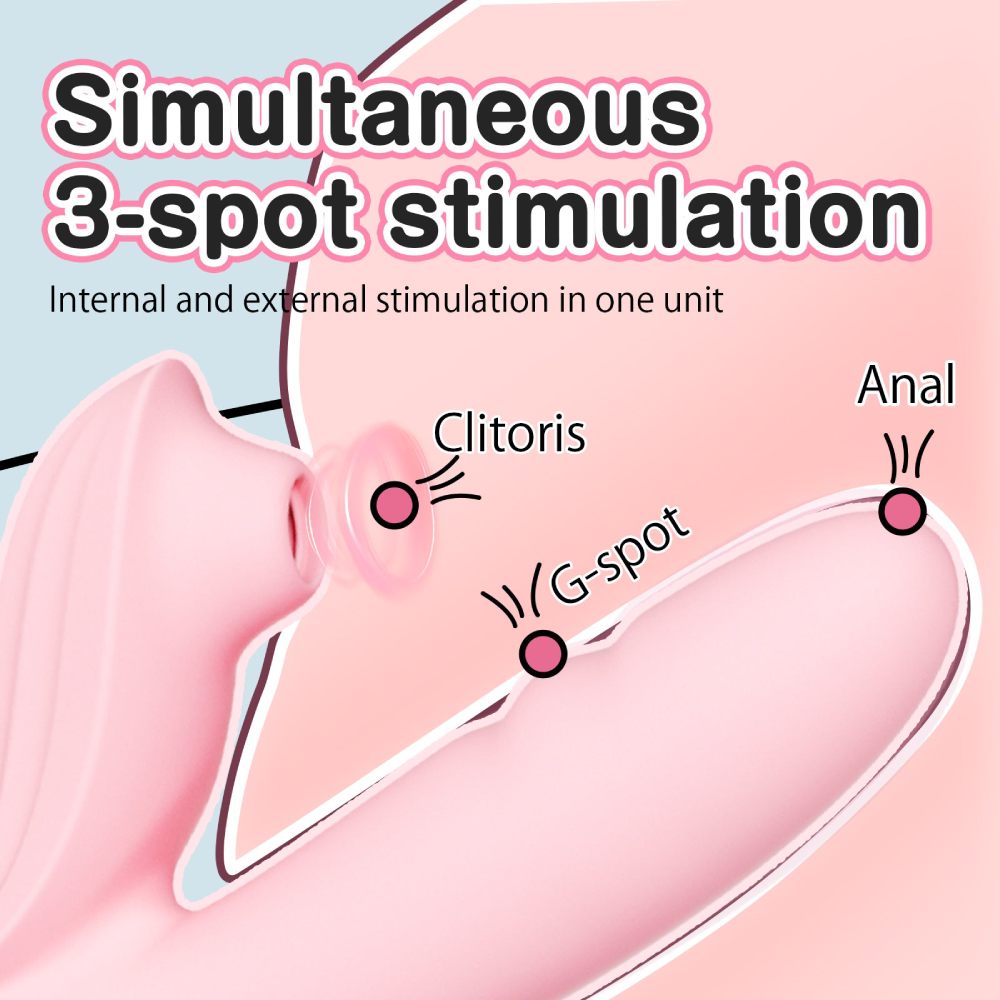 Вибратор-кролик - Вибратор-кролик BeYourLover Anita с вакуумом, фрикциями и подогревом, розовый, 22,2 х 8 см 1