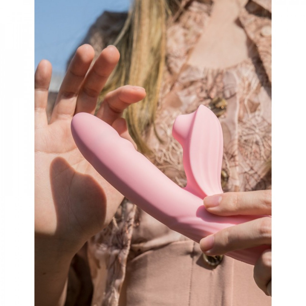 Вибратор-кролик - Вибратор-кролик BeYourLover Anita с вакуумом, фрикциями и подогревом, розовый, 22,2 х 8 см 9