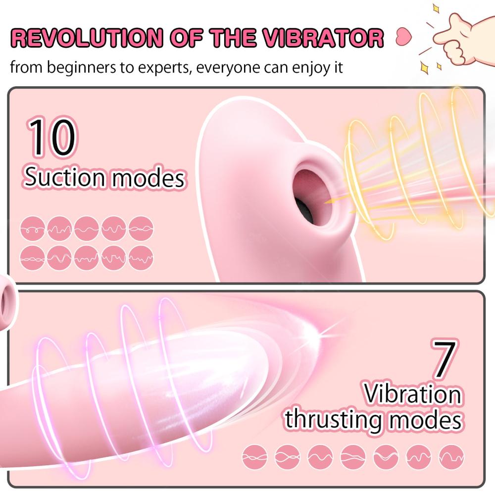 Вибратор-кролик - Вибратор-кролик BeYourLover Anita с вакуумом, фрикциями и подогревом, розовый, 22,2 х 8 см 2