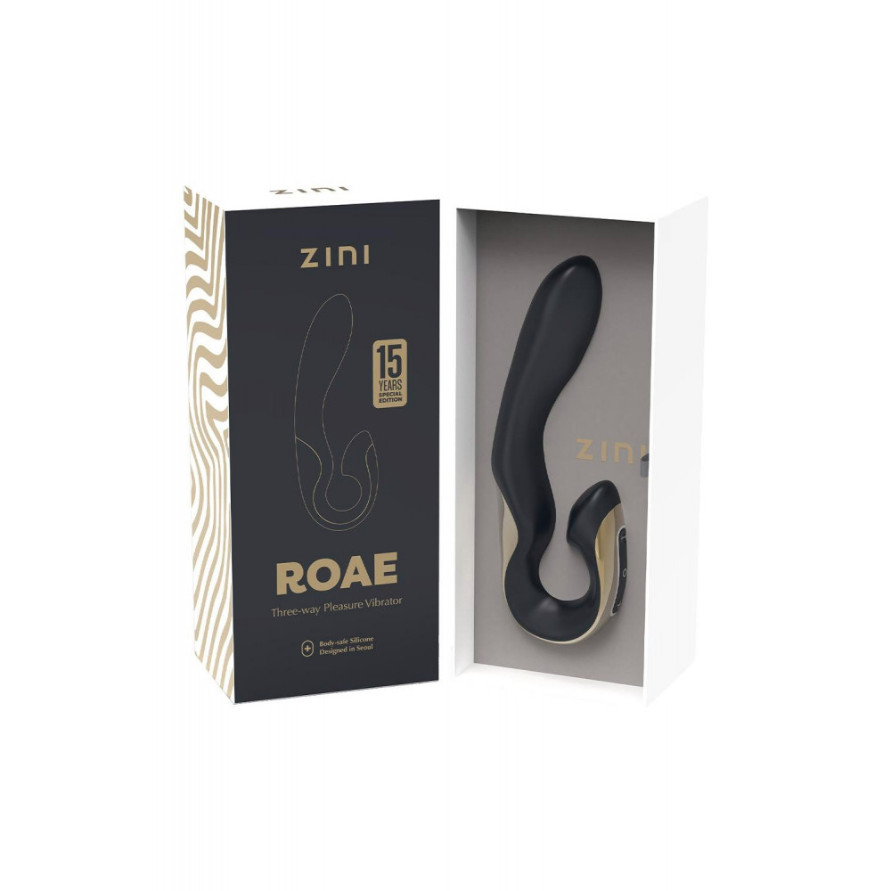 Секс игрушки - Вибратор-кролик Zini Roae черно-золотой, 19.5 х 3.5 см 2