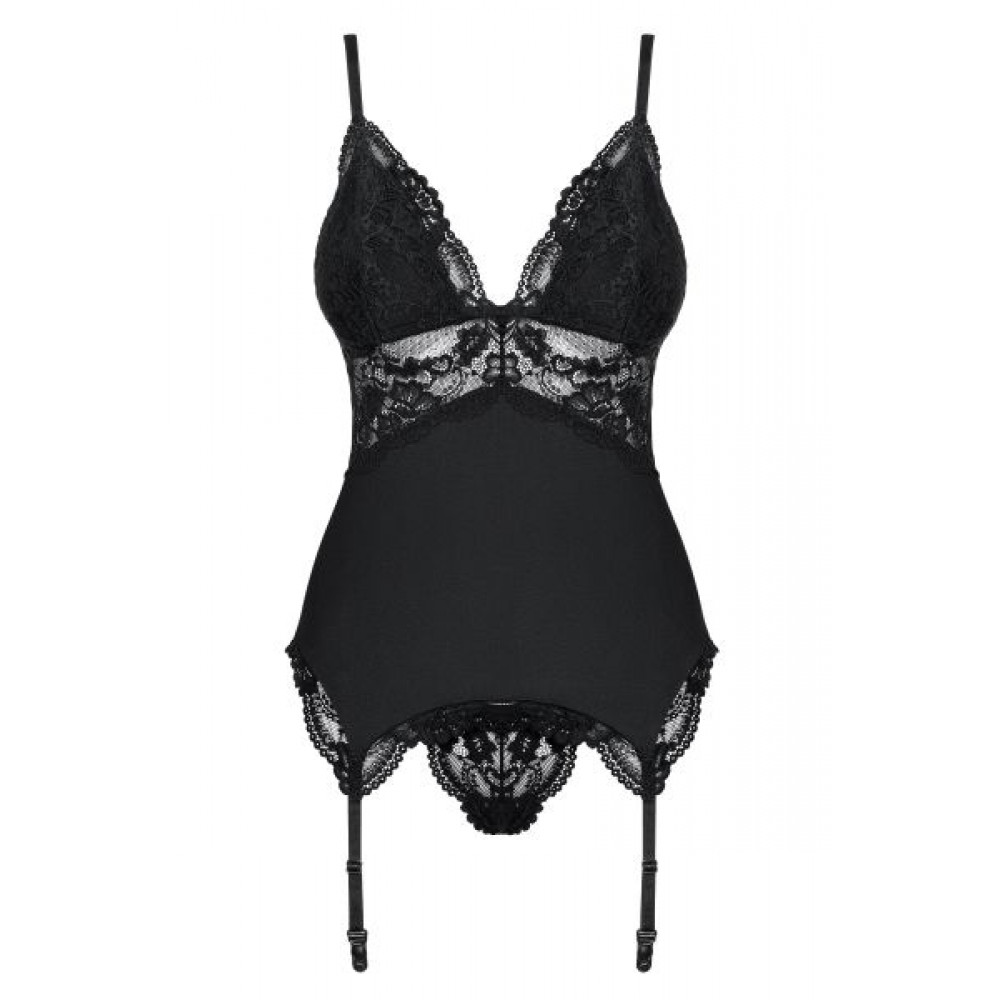 Эротические корсеты - Корсет Obsessive 810-COR-1 corset & thong black L/XL 5