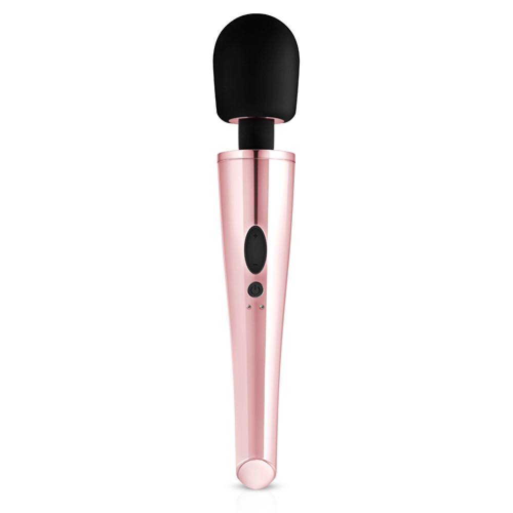 Вибромассажеры - Вибратор-микрофон Rosy Gold, силиконовый, розово-черный, 30 см