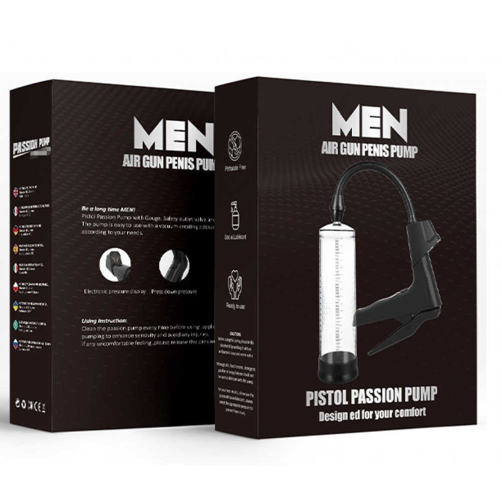 Разное - Вакуумная помпа с манометром CANWIN Men Air Gun Penis Pump - P398 6