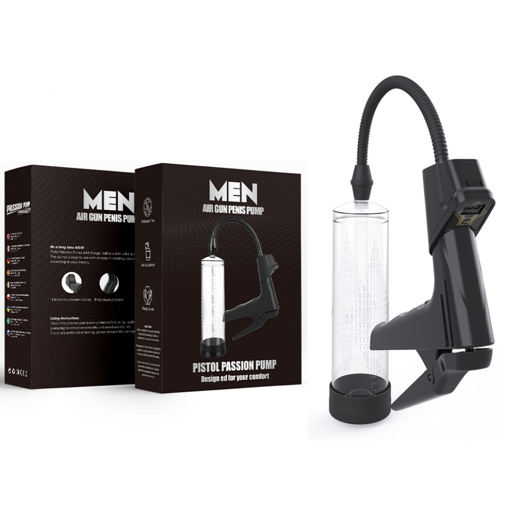 Разное - Вакуумная помпа с манометром CANWIN Men Air Gun Penis Pump - P398
