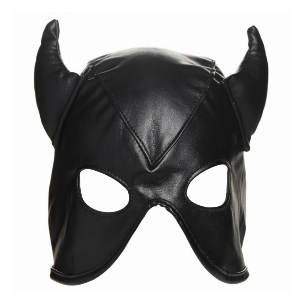 Маски - Маска с рожками Dungeon Demon Bondage Mask, черная 4