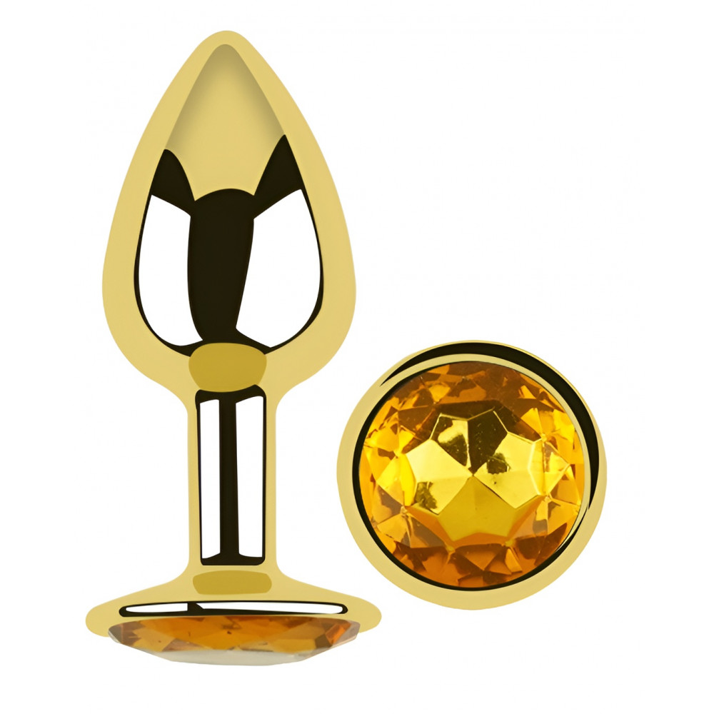 Разное - Анальная пробка с кристаллом EGZO - Gold Round Plug Yellow size S 1