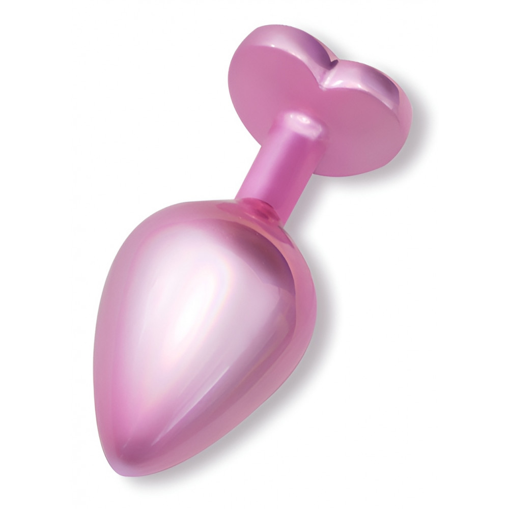 Анальные игрушки без вибрации - Анальная пробка с кристаллом EGZO - Pink Perl Heart Plug Rainbow, size S 4