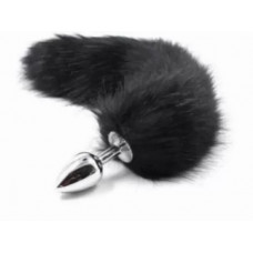 Анальная пробка S лисий хвост DS Fetish Anal plug S faux fur fox tail Black polyeste