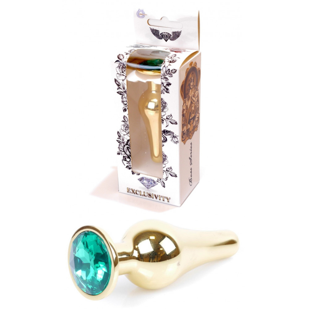 Анальные игрушки - Анальная пробка Boss Series - Jewellery Gold BUTT PLUG Green, BS6400069