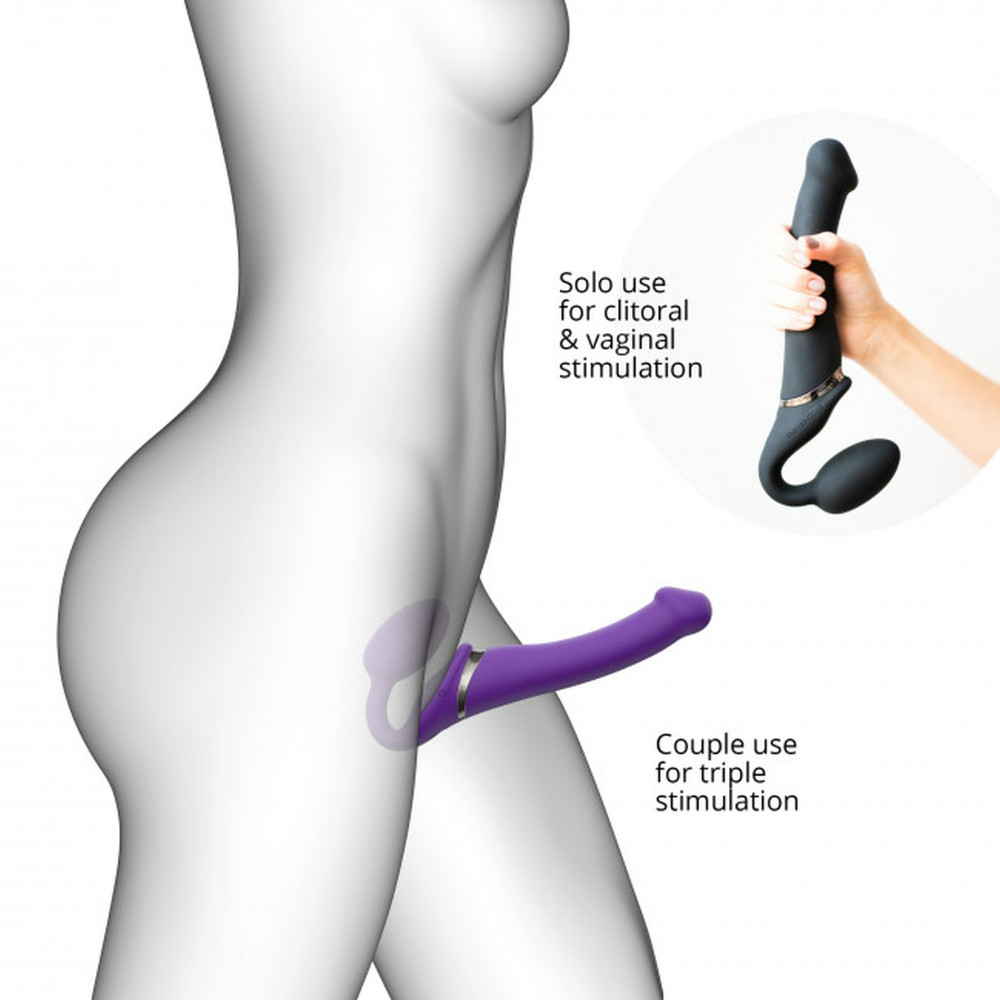 Секс игрушки - Безремневый страпон с вибрацией, Strap On Me-Strapless Vibrating, фиолетовый, 19 х 3.7 см 8