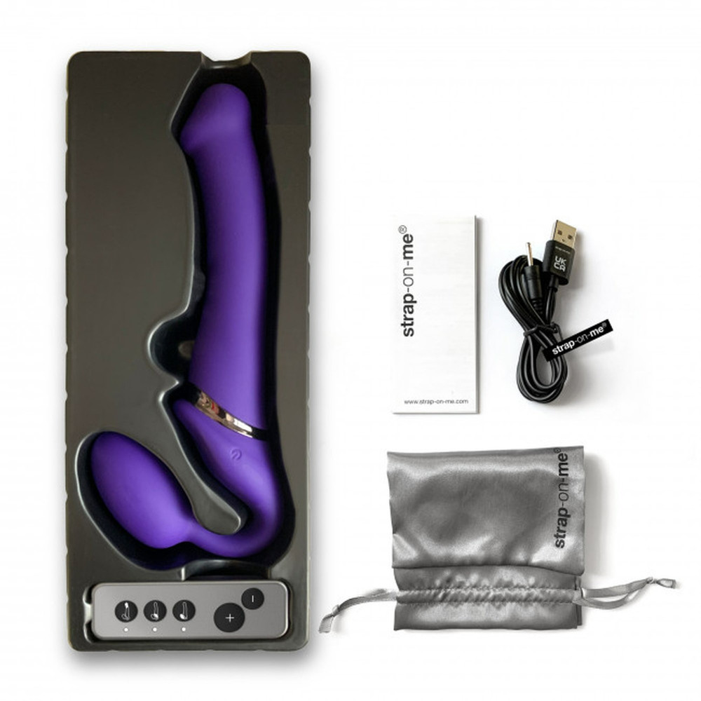 Секс игрушки - Безремневый страпон с вибрацией, Strap On Me-Strapless Vibrating, фиолетовый, 19 х 3.7 см 3