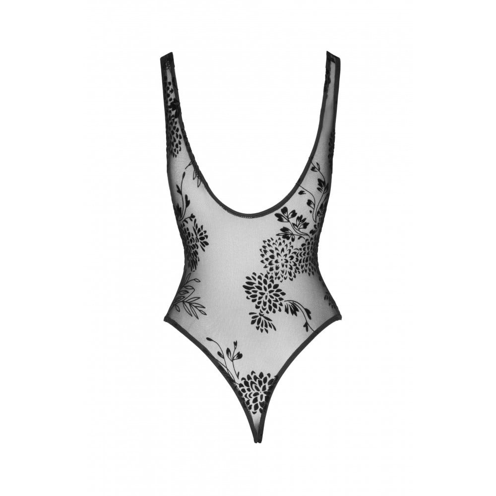 - Боді з візерунками L F242 Noir Handmade, напівпрозоре, чорне 4