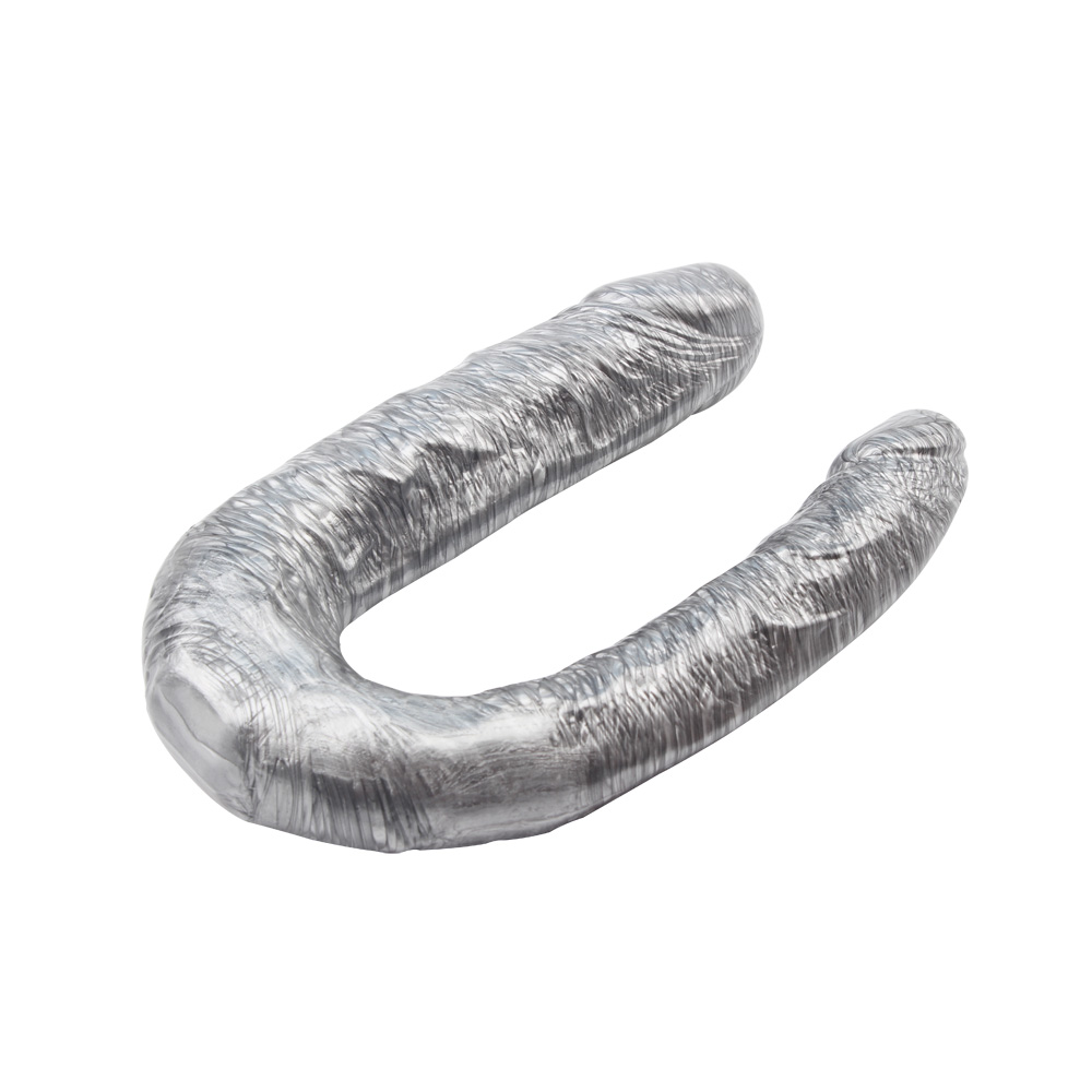 Разное - Фаллоимитатор двойной (двухсторонний) Chisa Dark Muscle Dixie Normous, серебристый 4