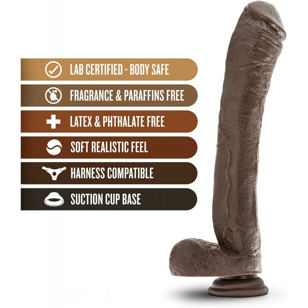 Фаллоимитаторы - Фаллоимитатор гигант Blush Dr. Skin Mr. Ed реалистичный на присоске, коричневый, 33 см х 5.3 см 5