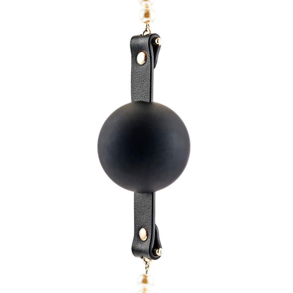 Пов'язки на очі, кляпи, затискачі - Кляп-кулька Guilty Pleasure Pearl з перлами, чорно-золотий 3