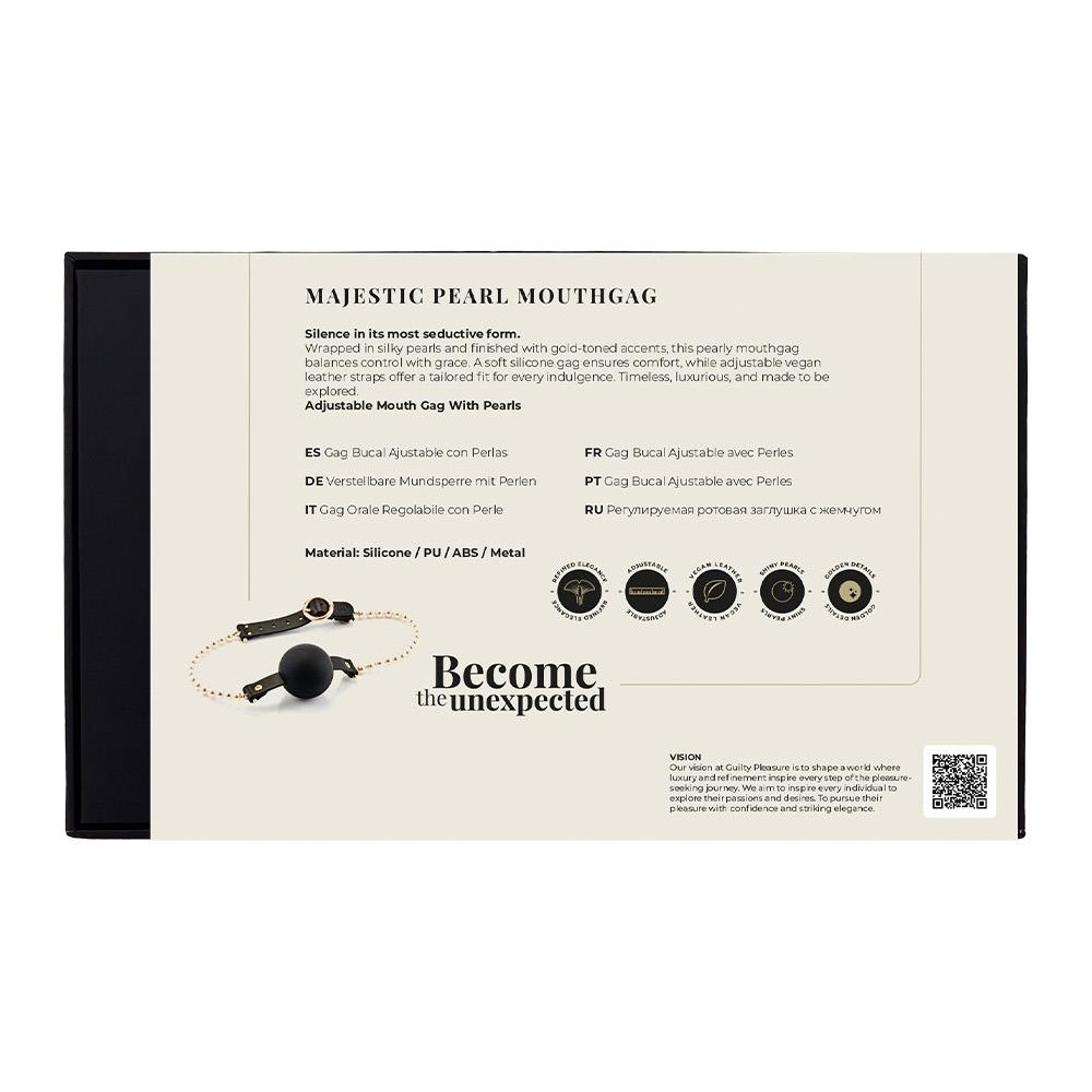 Пов'язки на очі, кляпи, затискачі - Кляп-кулька Guilty Pleasure Pearl з перлами, чорно-золотий 9