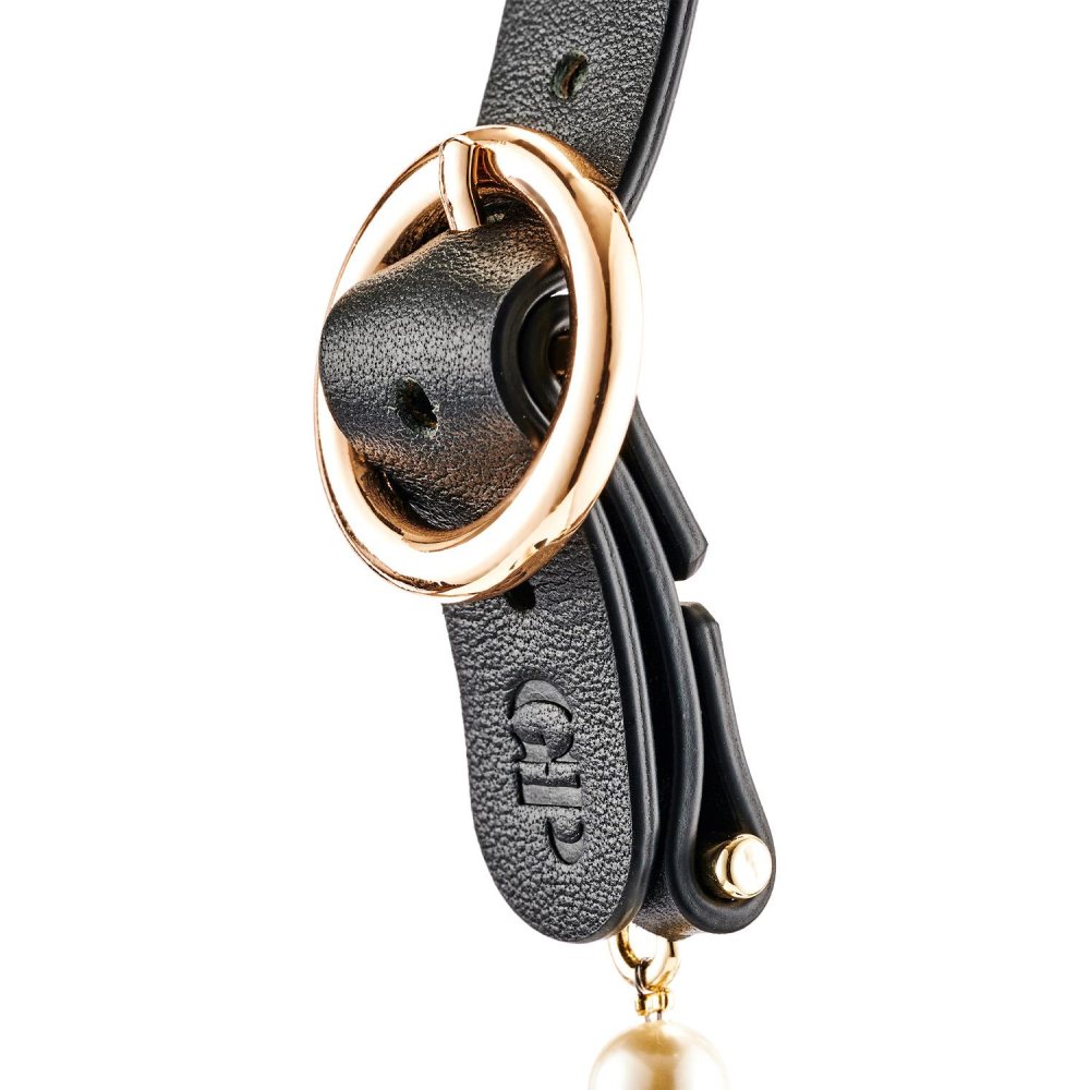 Пов'язки на очі, кляпи, затискачі - Кляп-кулька Guilty Pleasure Pearl з перлами, чорно-золотий 4