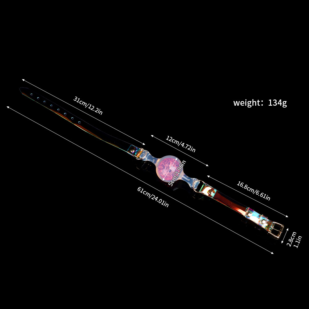 Повязки на глаза, кляпы, зажимы - Кляп-шарик прозрачный UNIVIBE с розовым камнем, силиконовый 7
