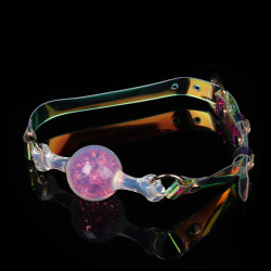 Кляп-шарик прозрачный UNIVIBE с розовым камнем, силиконовый