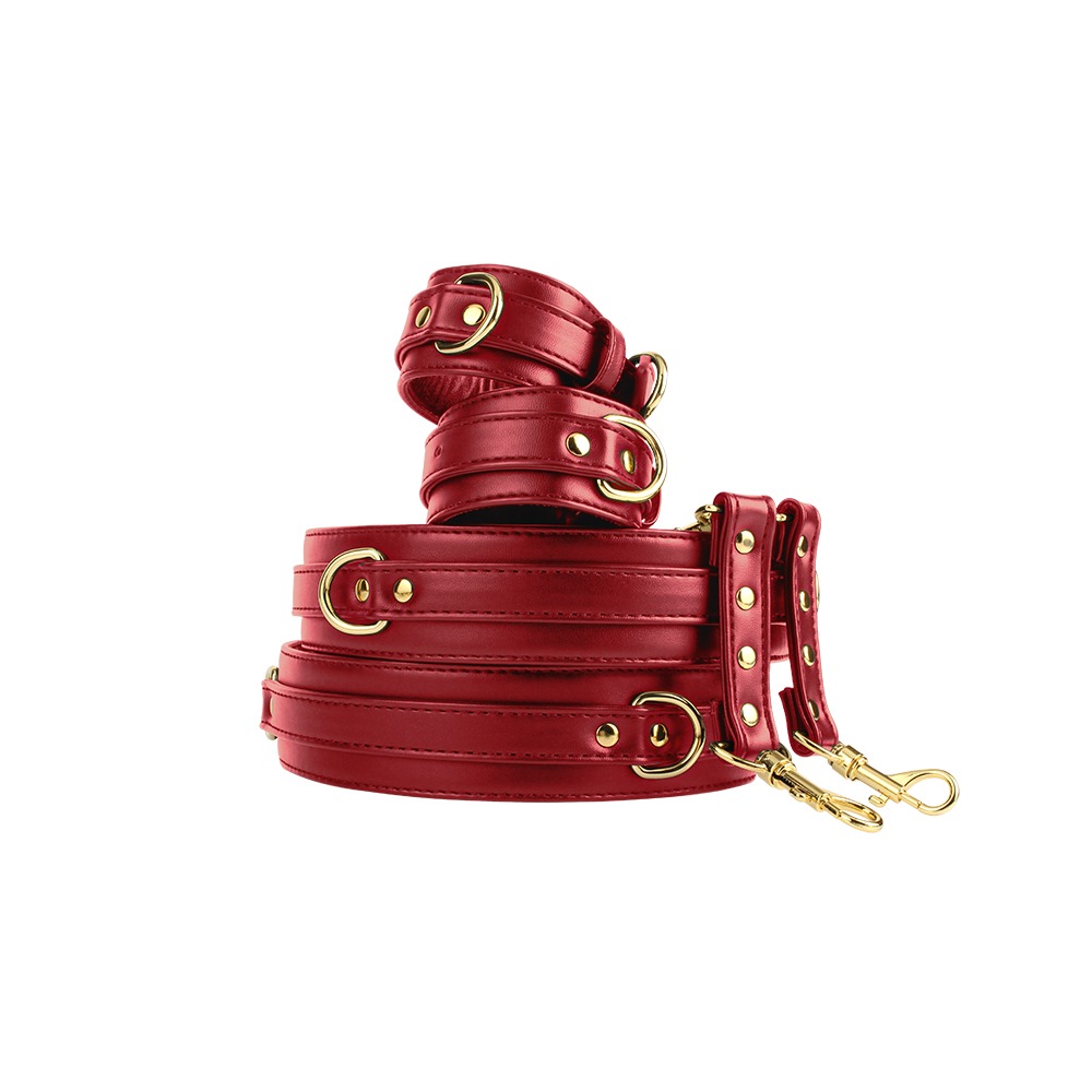 Разное - Комплект манжетов на запястья и бедра Chisa BEHAVE! Luxury Fetish красный 1