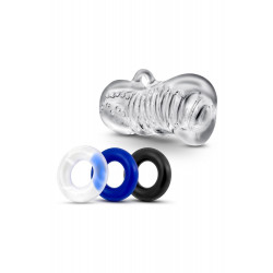 Набор мастурбатор и 3 эрекционных кольца Blush Quickie kit прозрачный