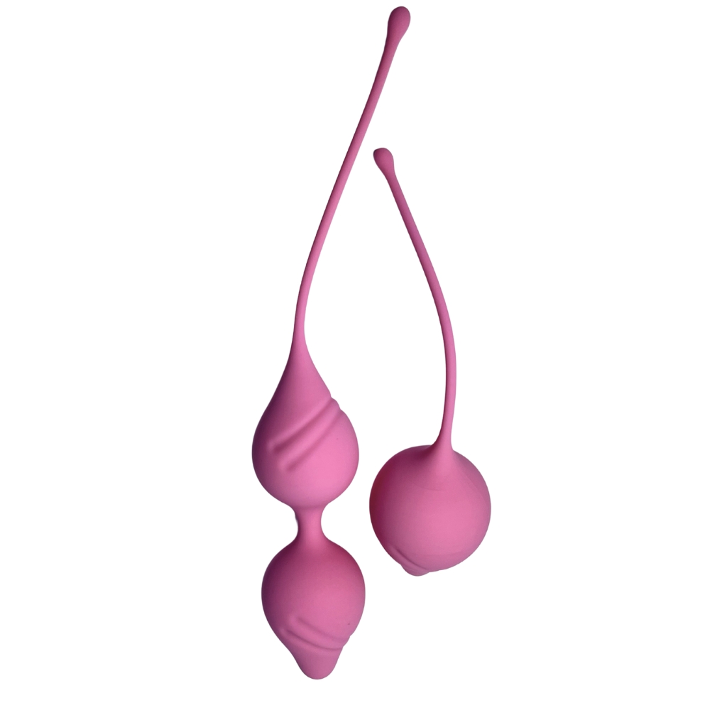 Вагинальные шарики и тренажеры - Набор вагинальных шариков Passion Play для упражнений Кегеля, удлинённые, розовые, 2 шт 1