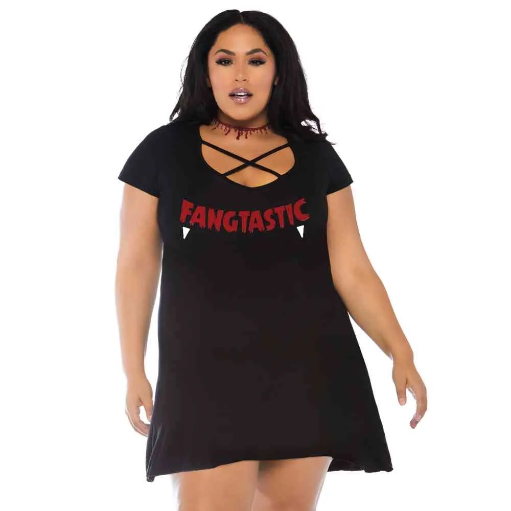 - Сукня Leg Avenue Fangtastic Jersey з принтом, чорна, Plus Size