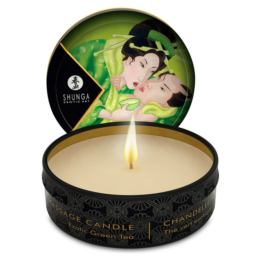 Массажные свечи - Массажная свеча Shunga Mini Massage Candle - Exotic Green Tea (30 мл) с афродизиаками