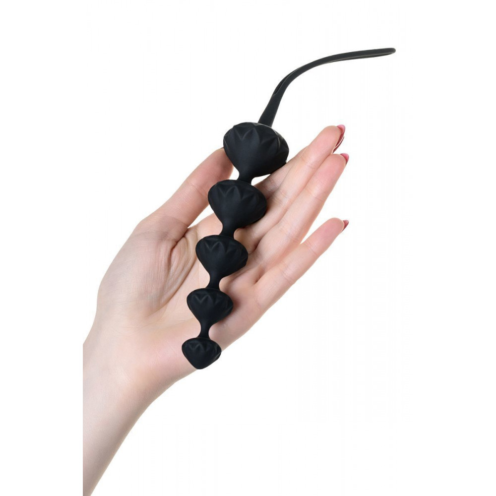 Анальные бусы и цепочки - Набор анальных бус Satisfyer Beads Black, силикон, макс. диаметр 3,3 см и 3,5 см 3