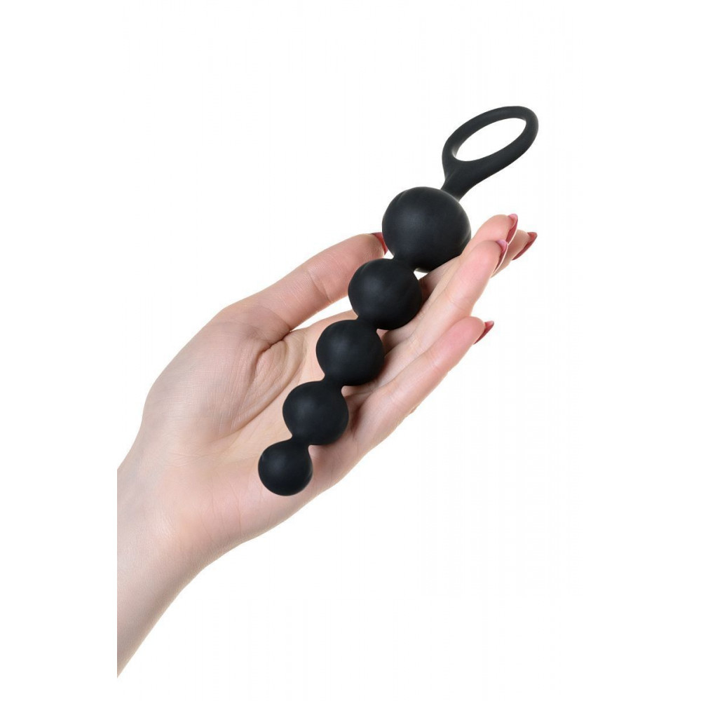 Анальные бусы и цепочки - Набор анальных бус Satisfyer Beads Black, силикон, макс. диаметр 3,3 см и 3,5 см 2