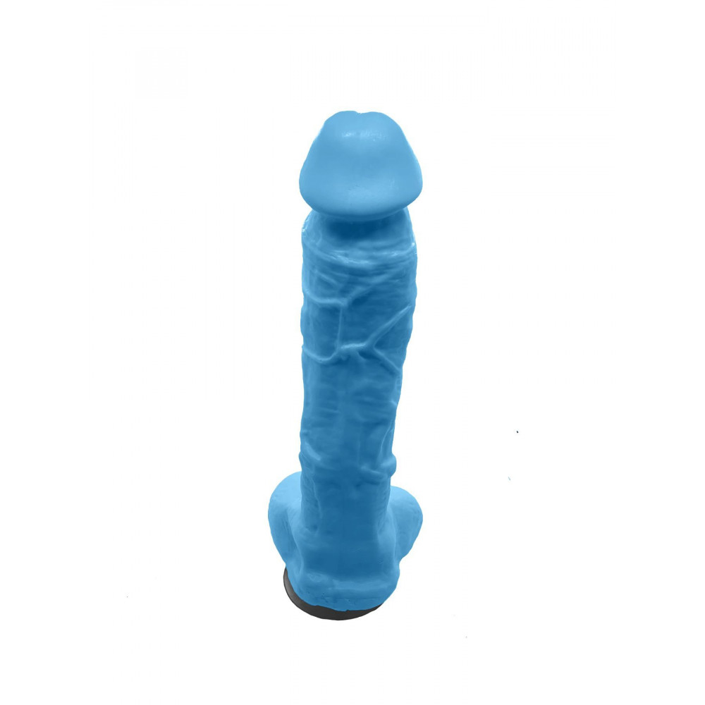 Секс приколы, Секс-игры, Подарки, Интимные украшения - Крафтовое мыло-член с присоской Чистый Кайф Blue size XL, натуральное 2