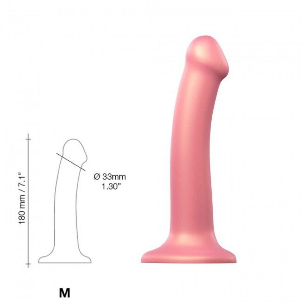 Страпон - Насадка для страпона Strap-On-Me Mono Density Dildo Rose M, диам. 3,3см, однослойный силикон, гибкий 2