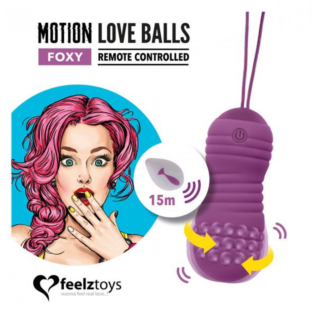 Вагинальные шарики - Вагинальные шарики с жемчужным массажем FeelzToys Motion Love Balls Foxy с пультом ДУ, 7 режимов 4