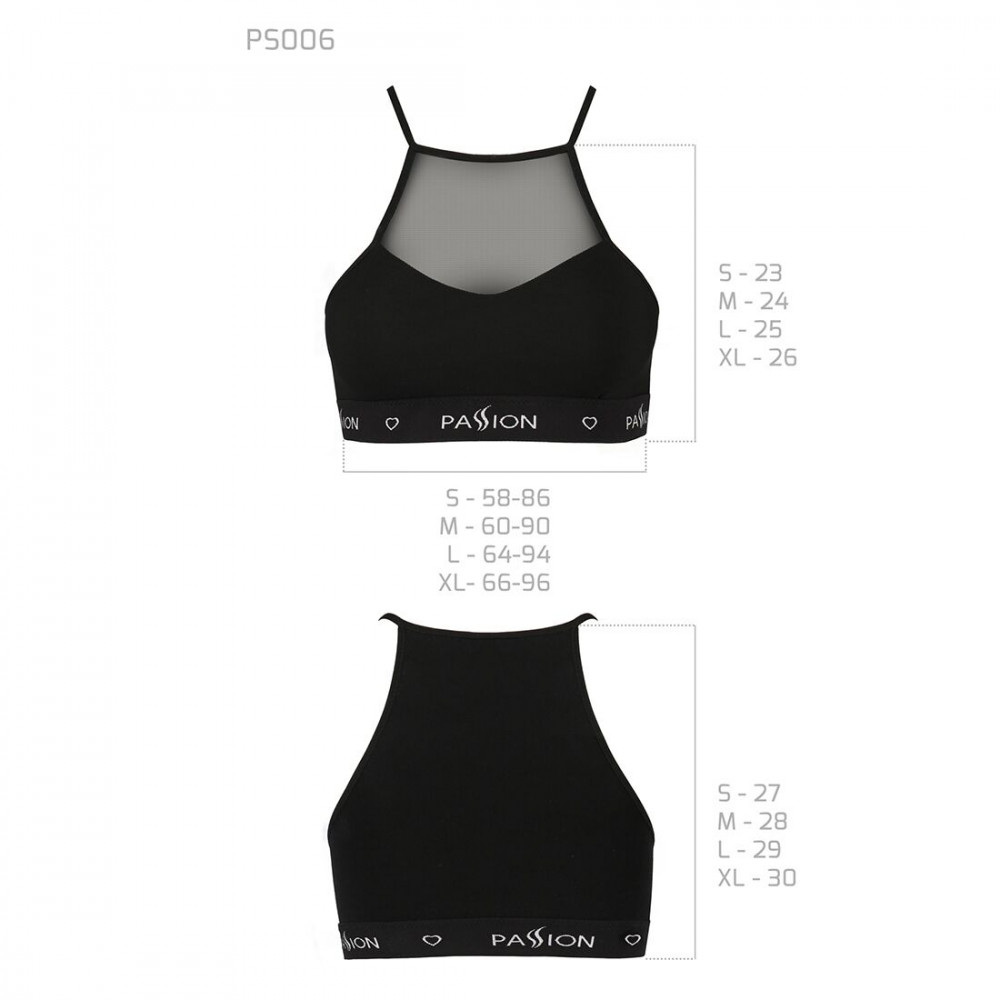 Эротические комплекты - Спортивный топ с прозрачной вставкой Passion PS006 TOP black, size L 2