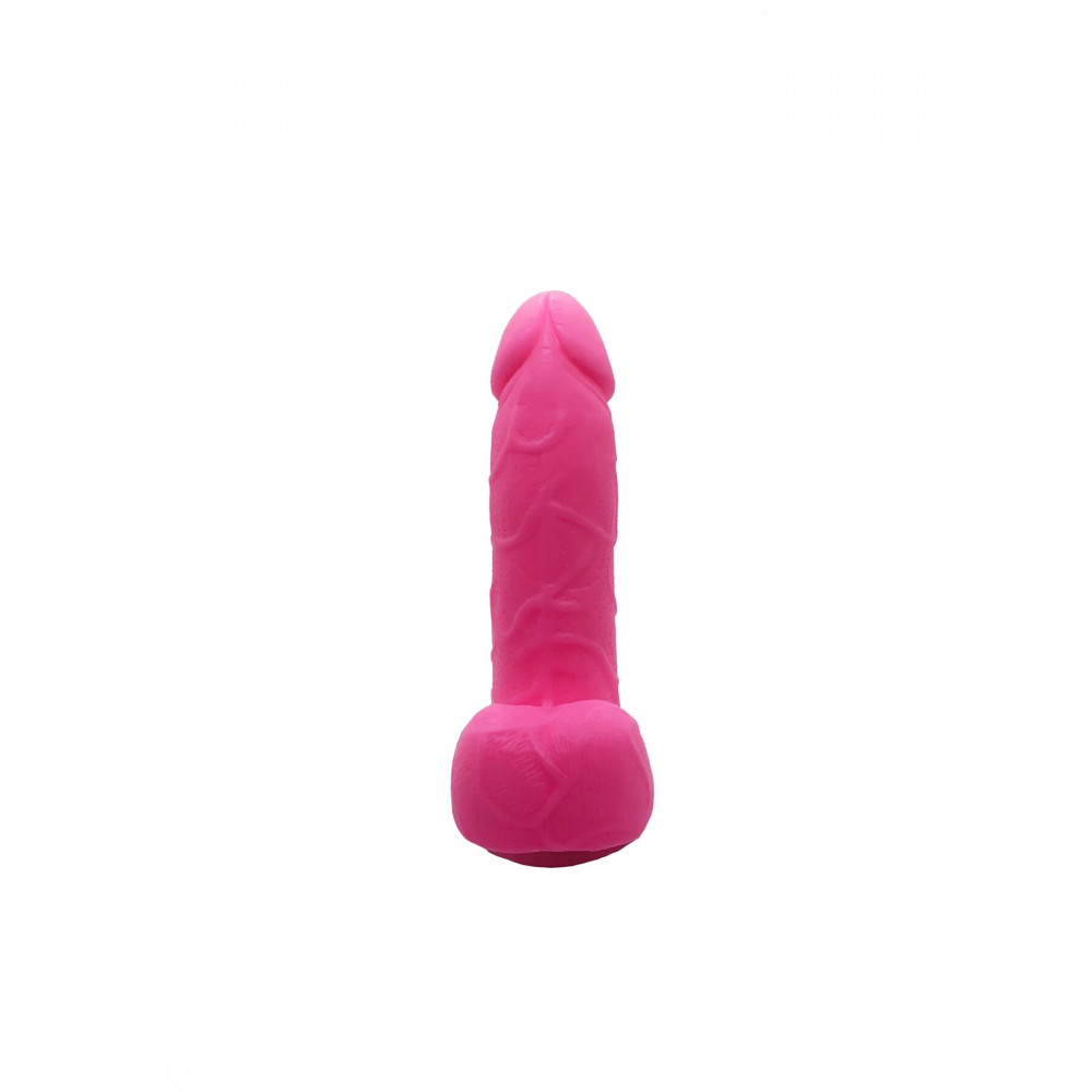 Секс приколы, Секс-игры, Подарки, Интимные украшения - Крафтовое мыло-член с присоской Чистый Кайф Pink size S натуральное 3