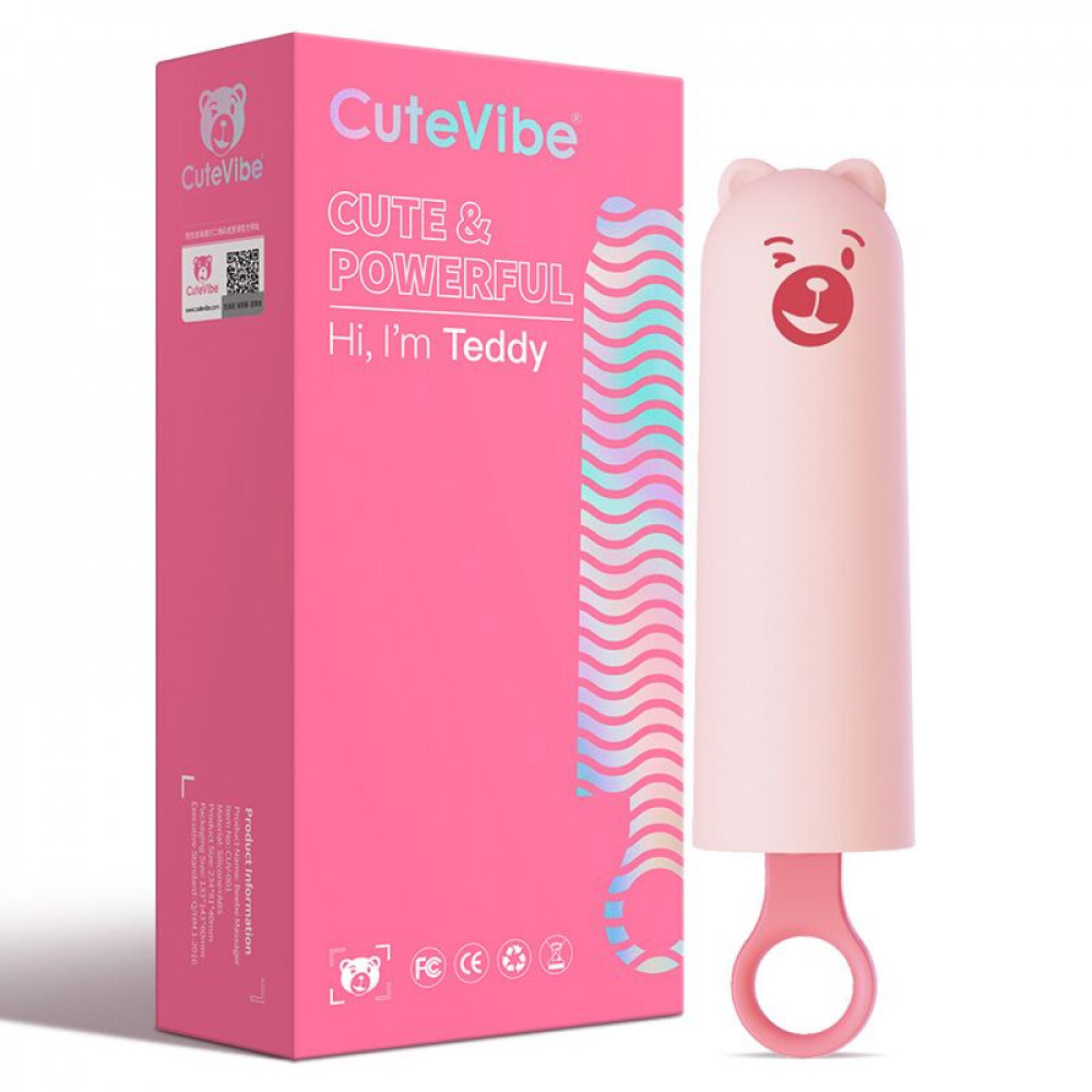 Вибратор - Вибратор CuteVibe Teddy Pink (Black Dildo), реалистичный вибратор под видом мороженого 1