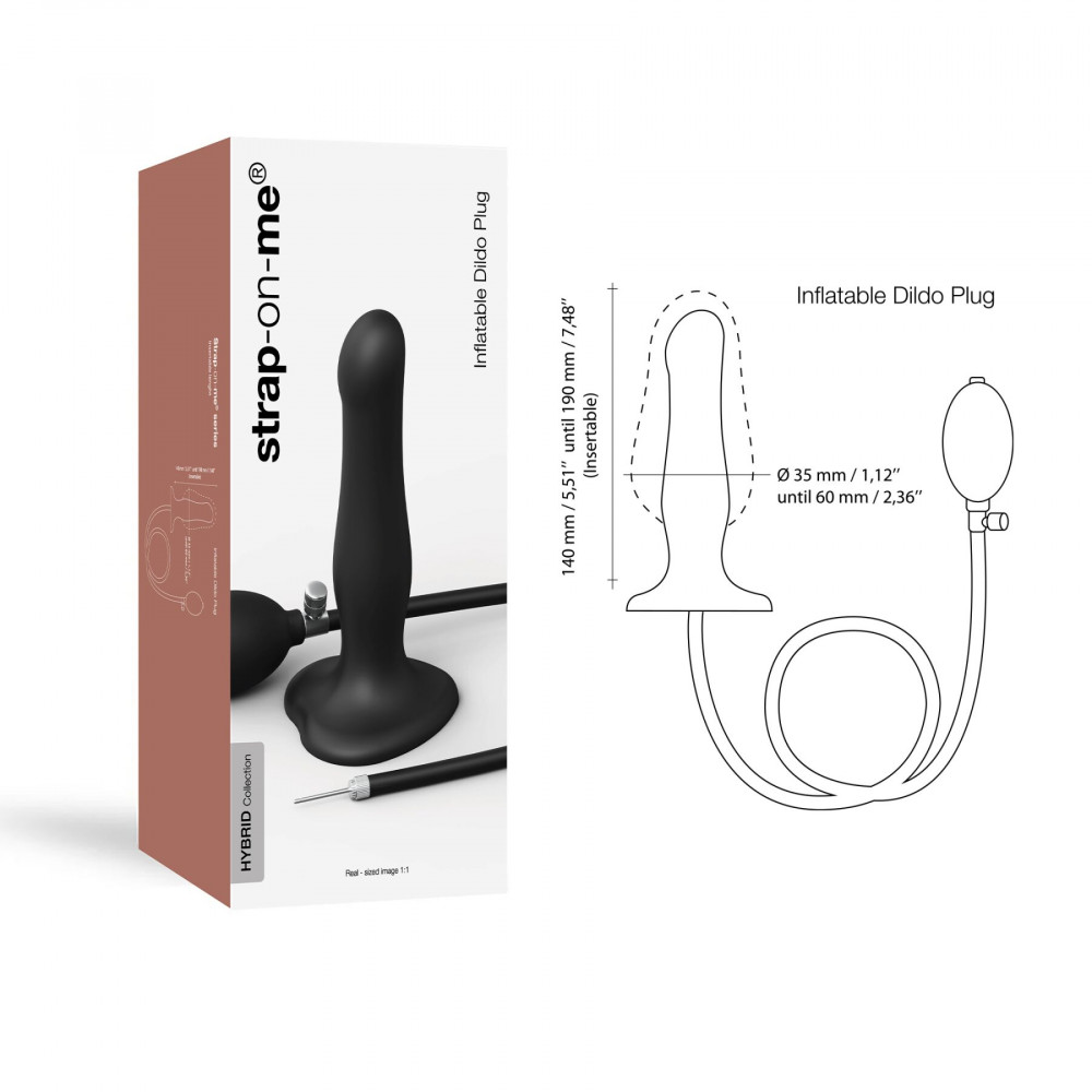 Анальная пробка - Надувной фаллоимитатор Strap-On-Me INFLATABLE DILDO PLUG - NOIR, шарик внутри, диаметр до 6 см 4