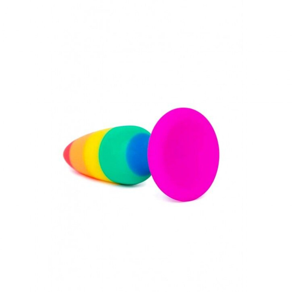 Анальная пробка - Силиконовая анальная пробка Wooomy Hiperloo Silicone Rainbow Plug L, диаметр 3,9 см, длина 13,1 см 4