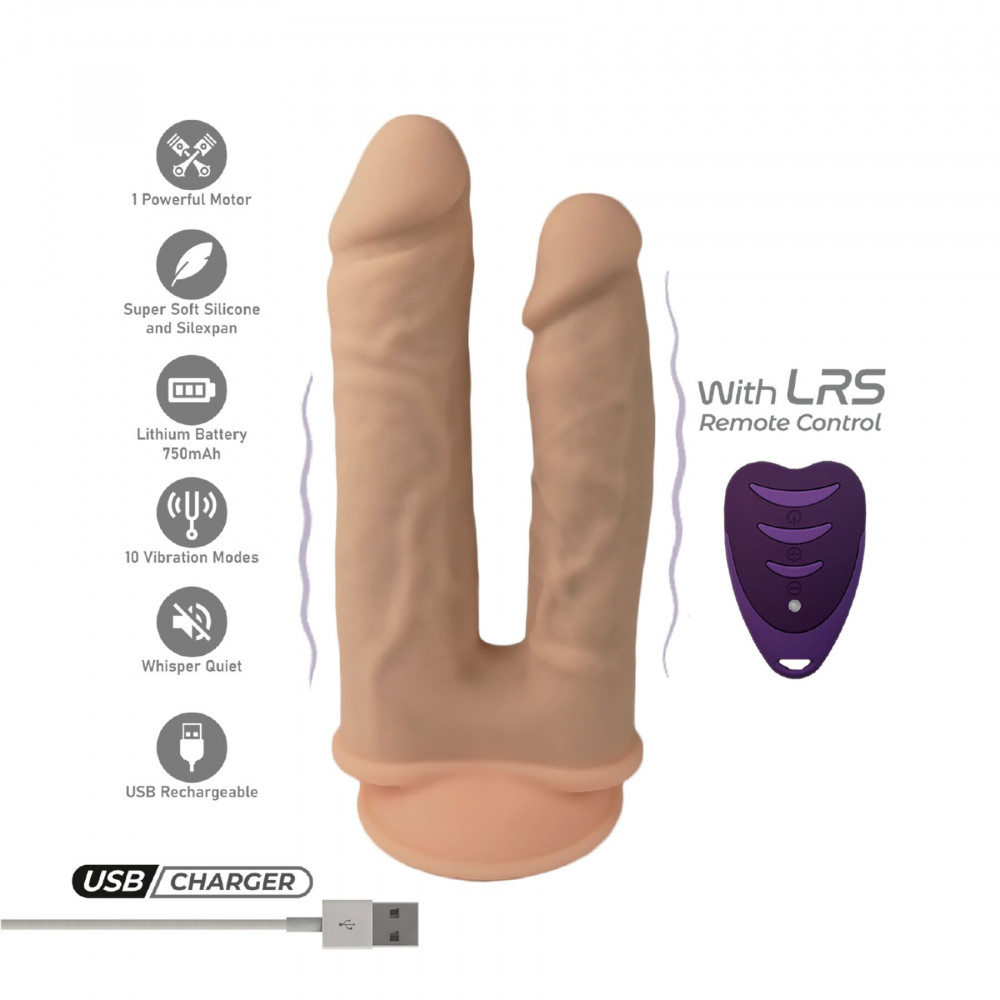 Фалоімітатор - Подвійний фалоімітатор з вібрацією SilexD Double Gusto Vibro Flesh (Model 1 size 8