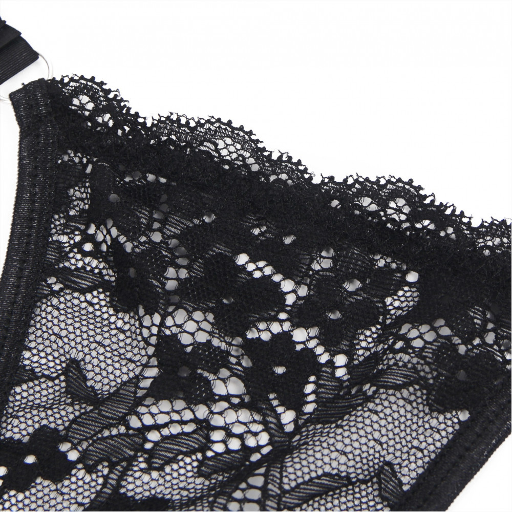 Різне - Мереживні стрінги Star Night з декором стразами Love ,чорні, S 7