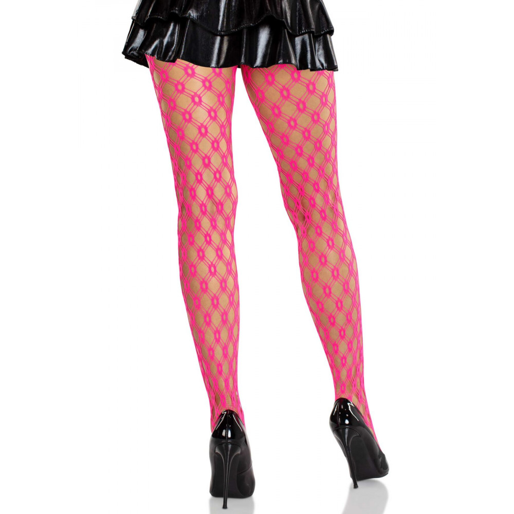Чулки - Колготки Leg Avenue Eyelet Net Tights Neon Pink One Size 1
